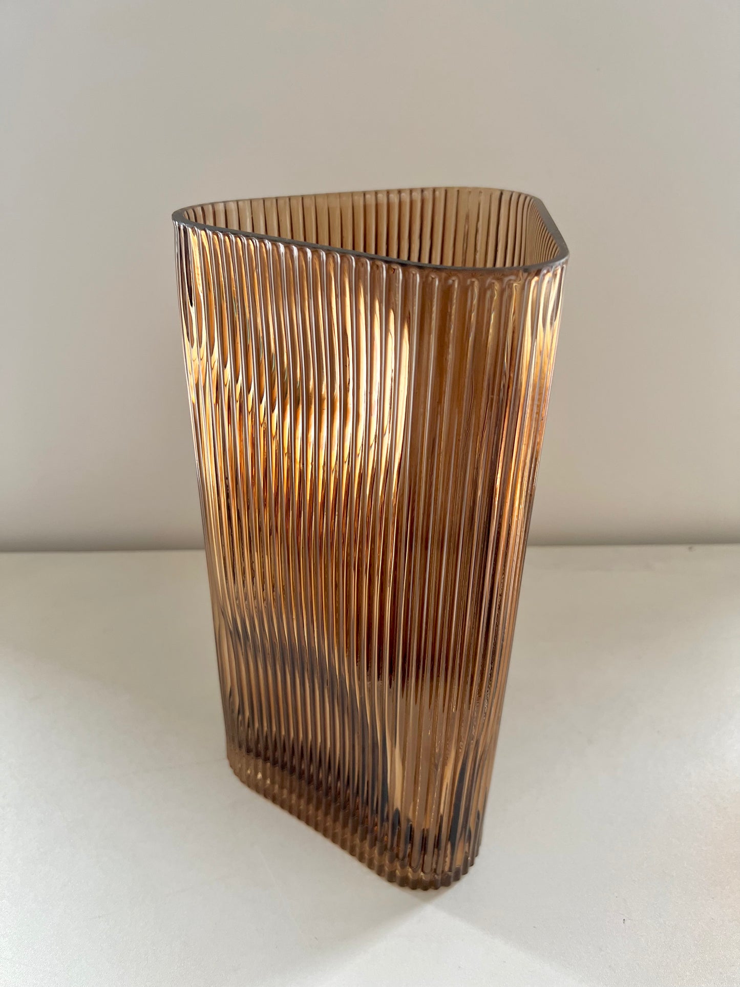 Caramel Ribbed Vase