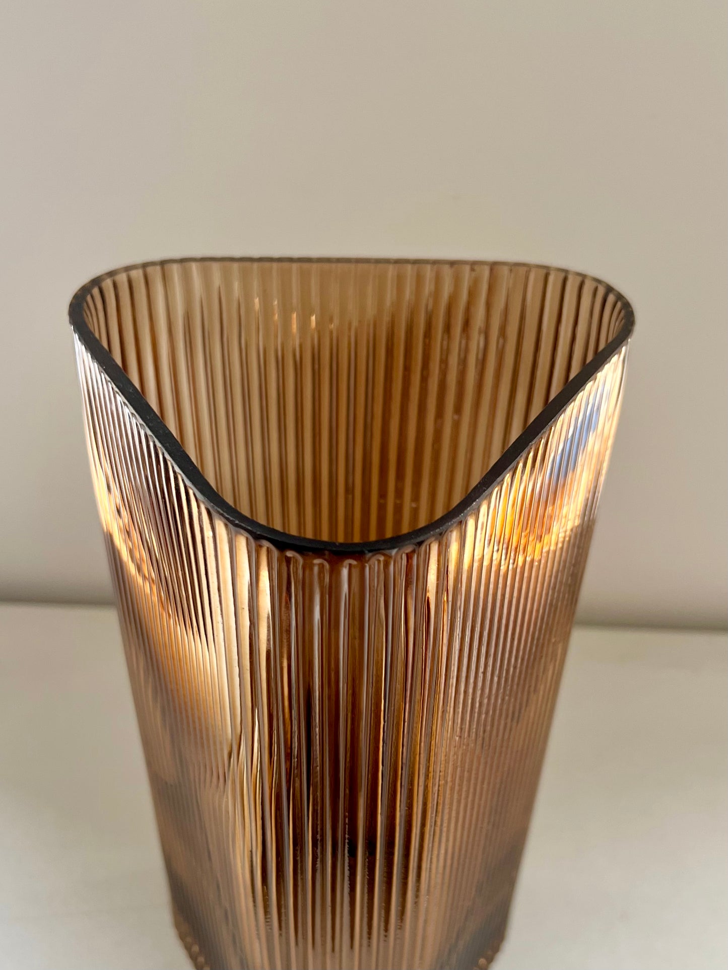 Caramel Ribbed Vase